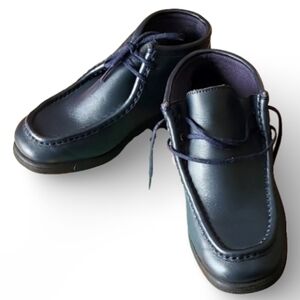 Hush Puppies Bridgeport Leather Moc Toe Chukka Boots Navy Lace Up Boys Size 4